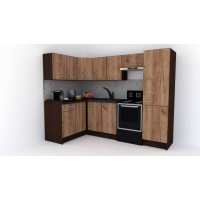 Bucatarie de Colt GENA NEW 2 ST. 140-250, Fara Corp de Cuptor, Wenge / Decor K004